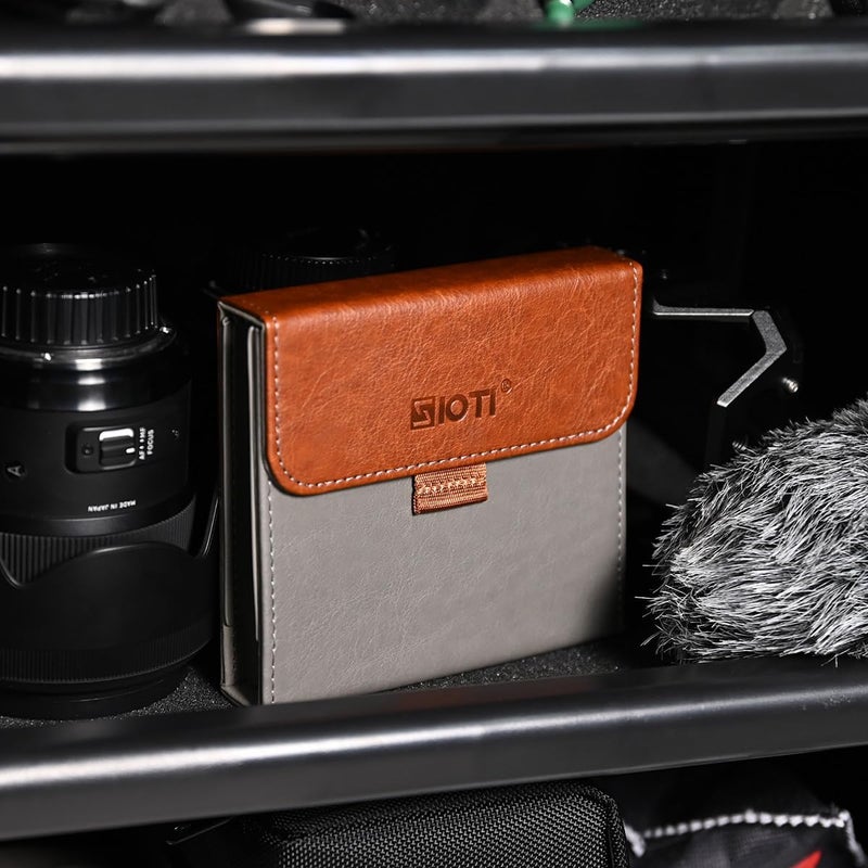 SIOTI Camera 100 * 100mm Square Filter Case 3 Pockets, Leather Filter Pouch, Compatible with 100mm*100mm Square ND/GND/Colorful Filter - Image 2